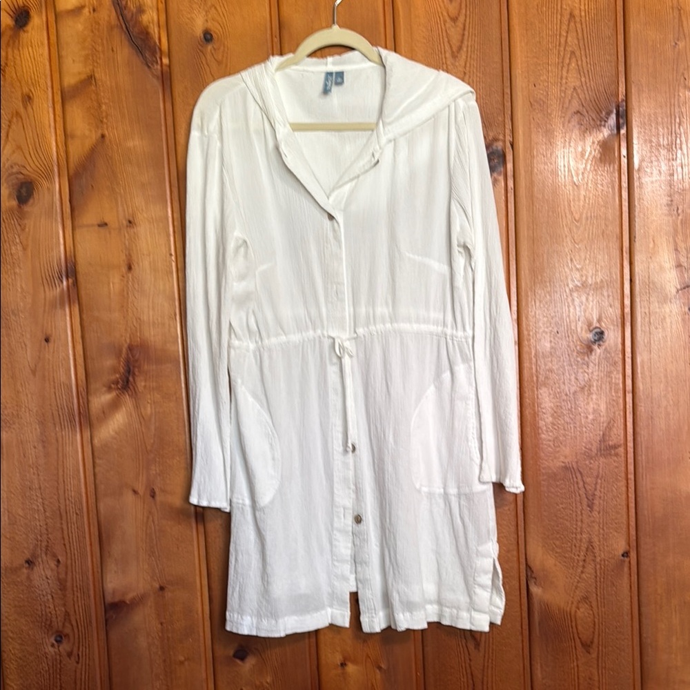 White Hooded Beach Coverup
